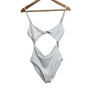 Marahoffman Size‎ Small Womens Swimsuit Silver One Piece Cut Out Tie Knot